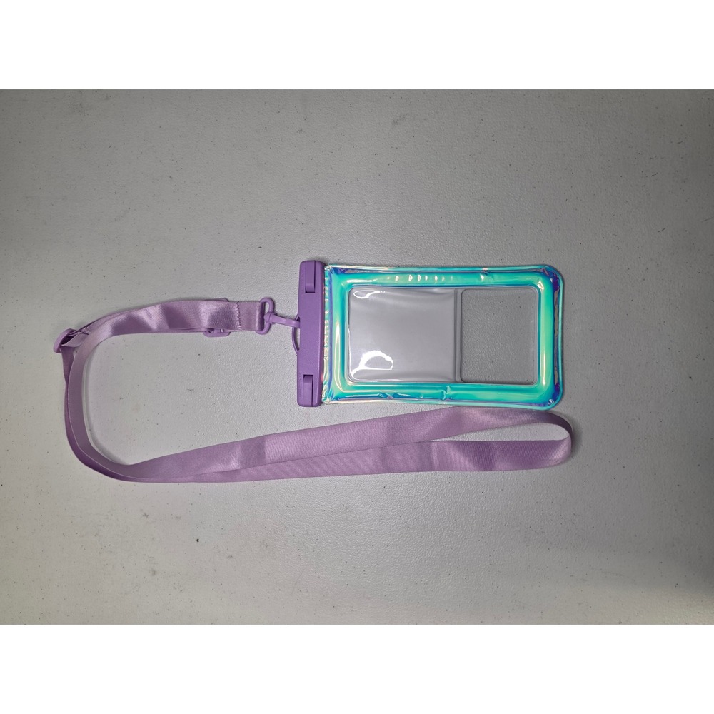 Iridescent Waterproof Phone Pouch Universal Case with Adjustable Lanyard Purple